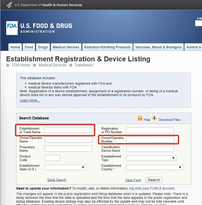 FDA官网和510K注册官网方法