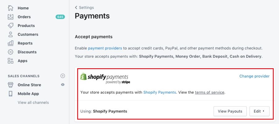 Shopify付款