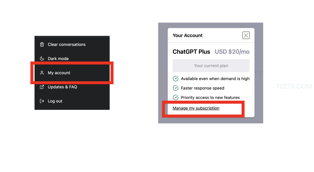 ChatGPT Plus Manage my subscription