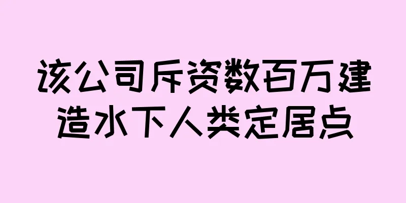 该公司斥资数百万建造水下人类定居点