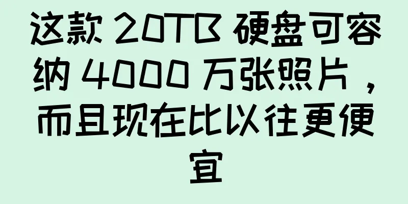 这款 20TB 硬盘可容纳 4000 万张照片，而且现在比以往更便宜