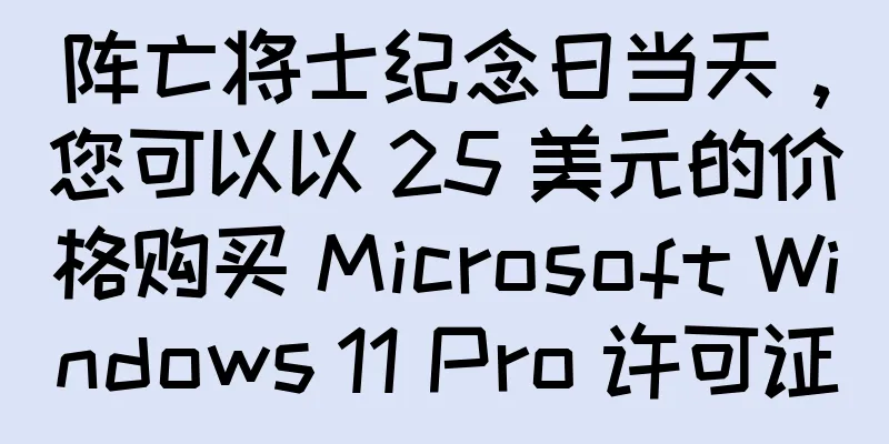 阵亡将士纪念日当天，您可以以 25 美元的价格购买 Microsoft Windows 11 Pro 许可证