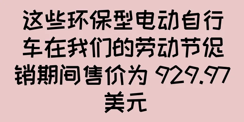 这些环保型电动自行车在我们的劳动节促销期间售价为 929.97 美元