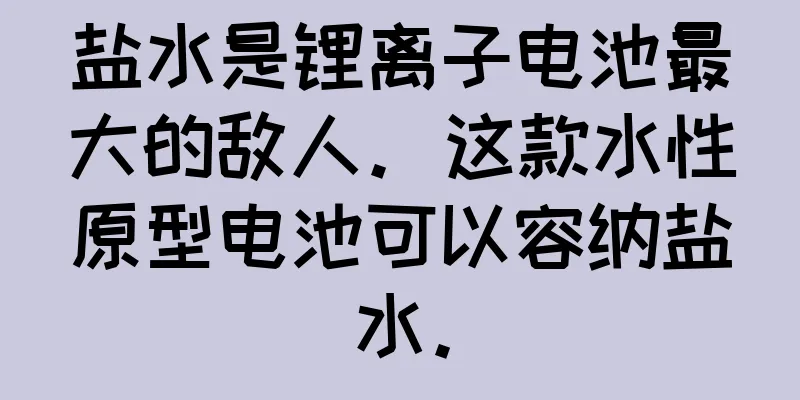 盐水是锂离子电池最大的敌人。这款水性原型电池可以容纳盐水。