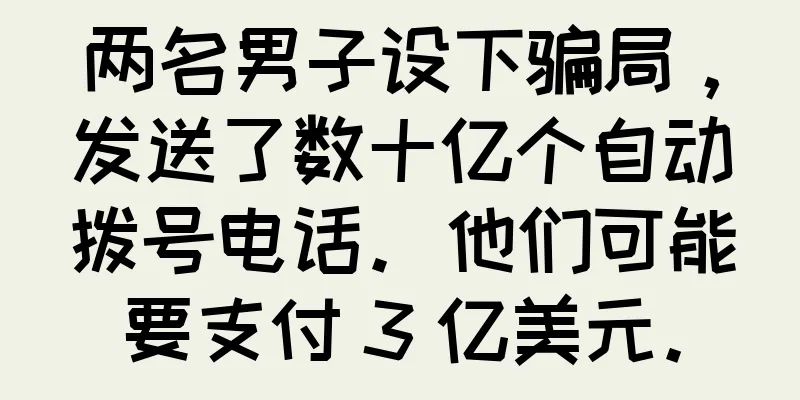 两名男子设下骗局，发送了数十亿个自动拨号电话。他们可能要支付 3 亿美元。