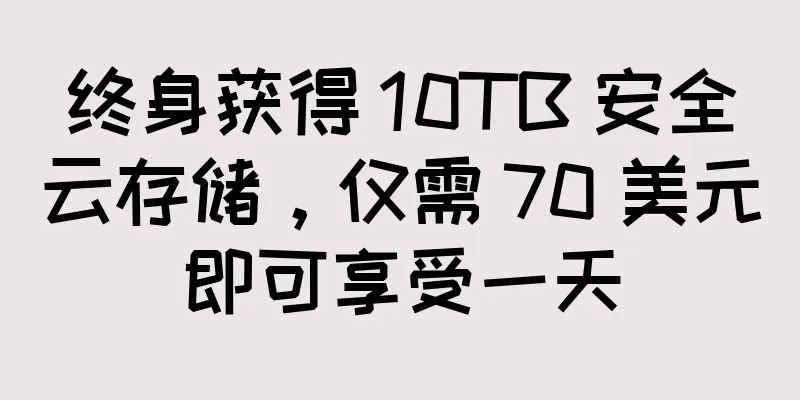 终身获得 10TB 安全云存储，仅需 70 美元即可享受一天