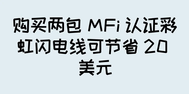 购买两包 MFi 认证彩虹闪电线可节省 20 美元