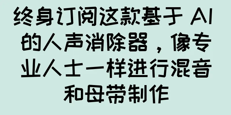 终身订阅这款基于 AI 的人声消除器，像专业人士一样进行混音和母带制作