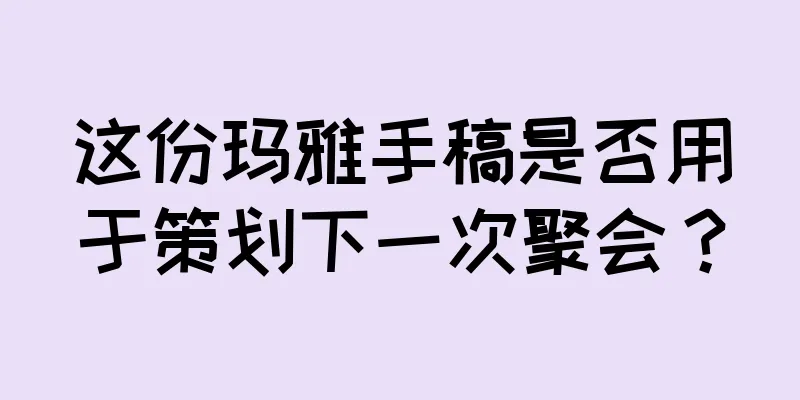 这份玛雅手稿是否用于策划下一次聚会？
