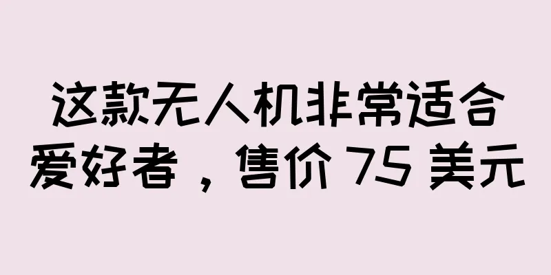 这款无人机非常适合爱好者，售价 75 美元