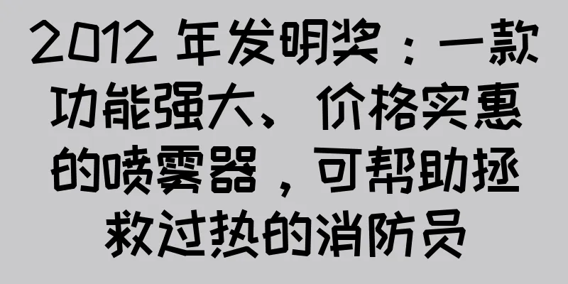 2012 年发明奖：一款功能强大、价格实惠的喷雾器，可帮助拯救过热的消防员