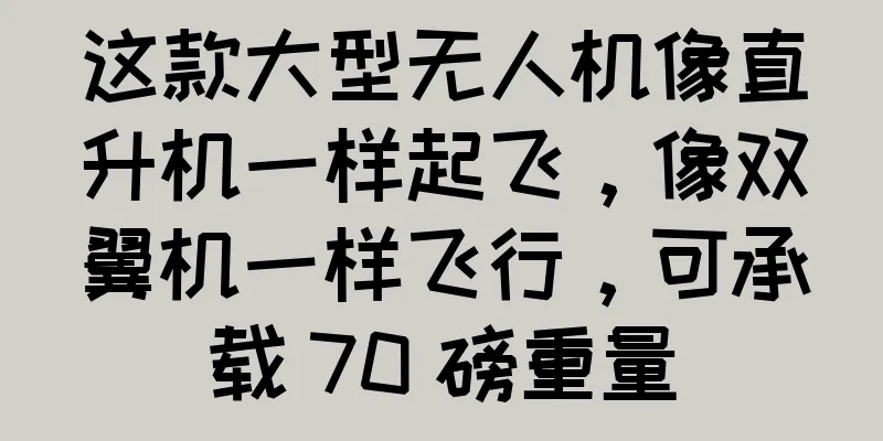 这款大型无人机像直升机一样起飞，像双翼机一样飞行，可承载 70 磅重量
