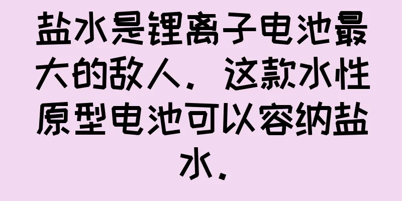 盐水是锂离子电池最大的敌人。这款水性原型电池可以容纳盐水。