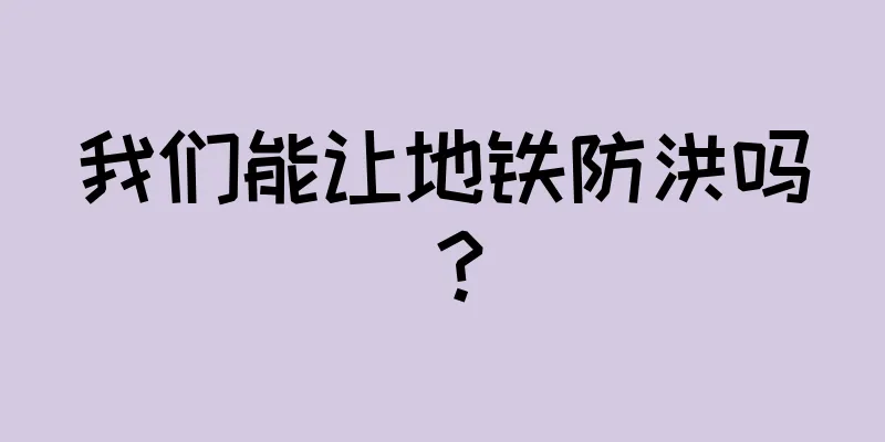 我们能让地铁防洪吗？