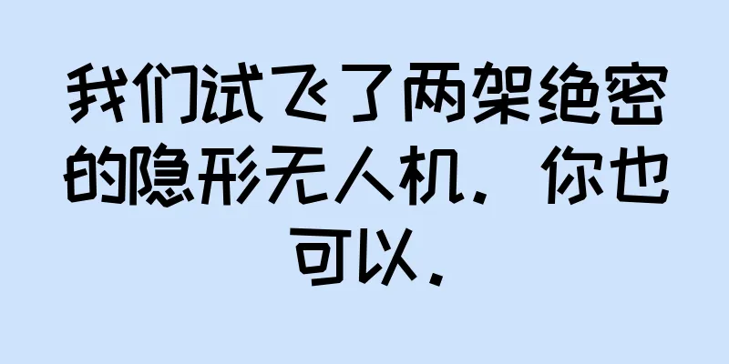 我们试飞了两架绝密的隐形无人机。你也可以。