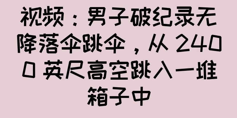视频：男子破纪录无降落伞跳伞，从 2400 英尺高空跳入一堆箱子中