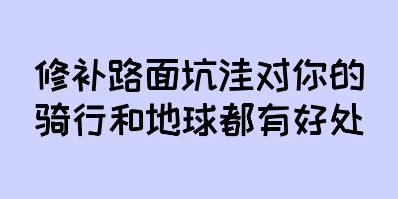 修补路面坑洼对你的骑行和地球都有好处