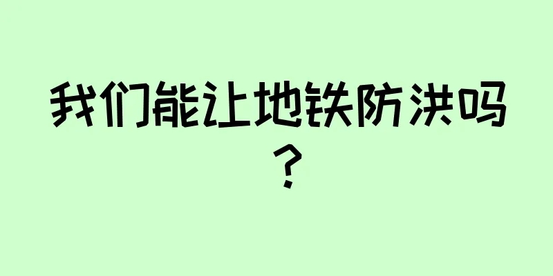 我们能让地铁防洪吗？